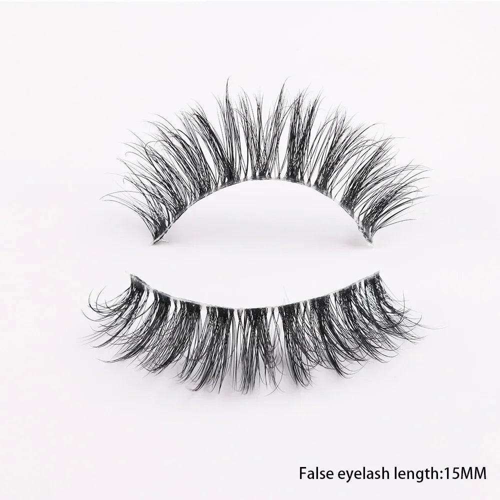 Clear Band Eyelashes Natural Fluffy 3D Mink Lashes D Curl  Volume Wispy False Eyelashes With Clear Band Soft  Reusable Lashes