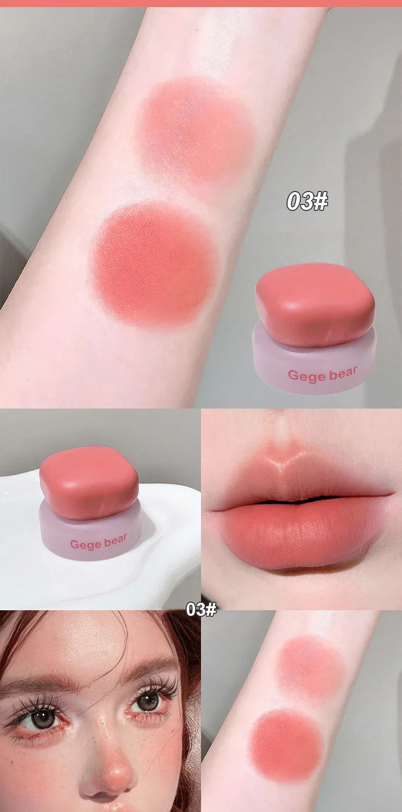 Matte Velvet Mist Cheek Lip Mud Natural Nude Multi-purpose Blush Orange Brown Solid Lip Gloss Tint Lasting Shading Korean Makeup