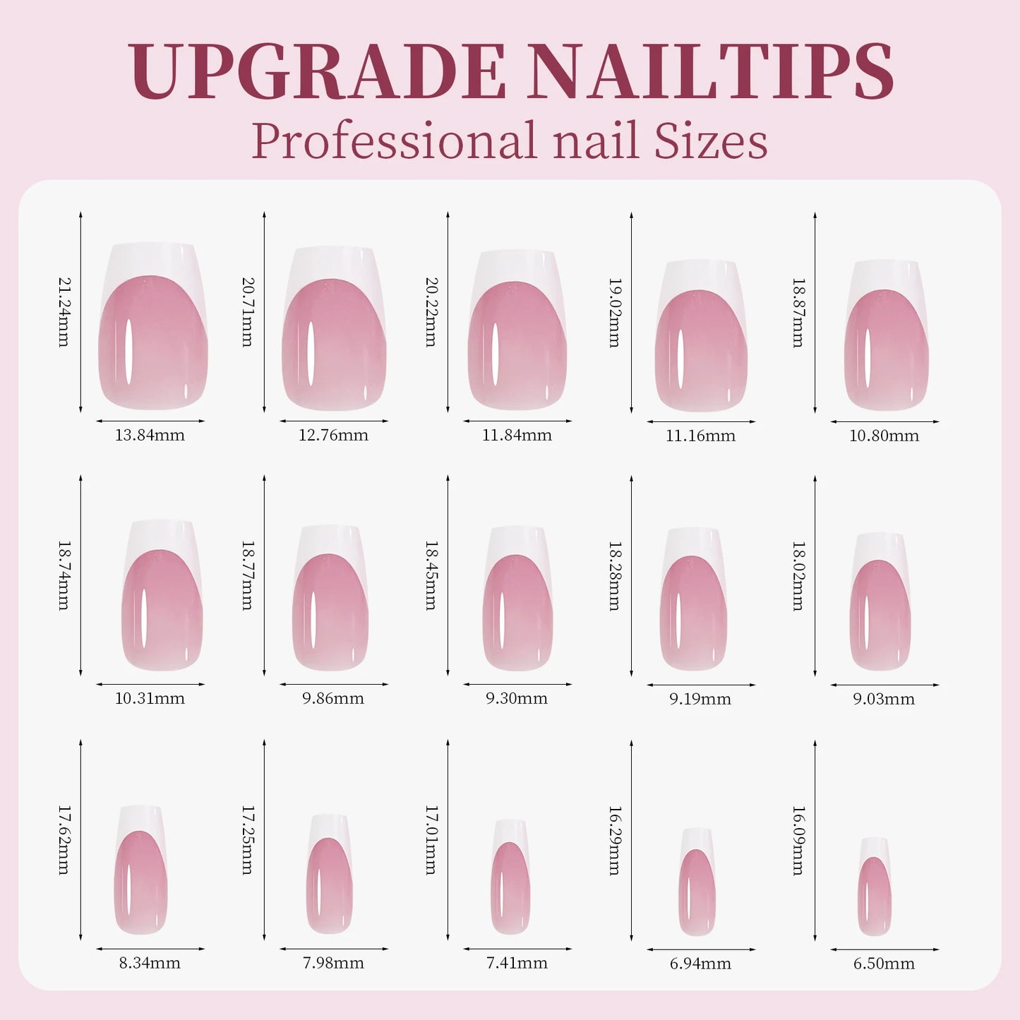 9 Palace lattice Almond Blend French Fake nails Simple Oval nude powder full cover press nails white edge Artificial removable