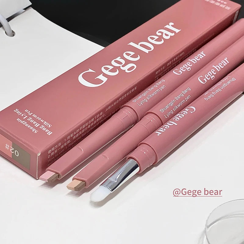 Dual-Tone Lying Silkworm Pencil Matte Highlighting Shadow Pencil Nude Beige Brown Brightening Cream Waterproof Makeup Tool
