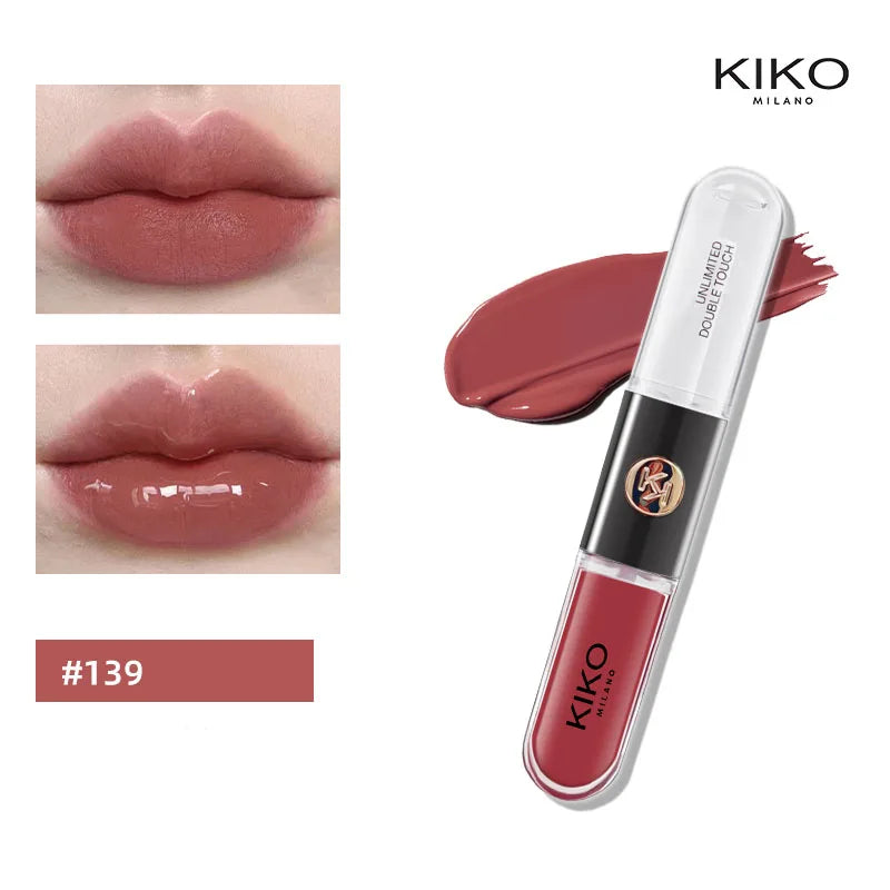 Double-Ended KIKO Lipstick & Lip Gloss – Non-Fading, Sexy Milk Tea Shades