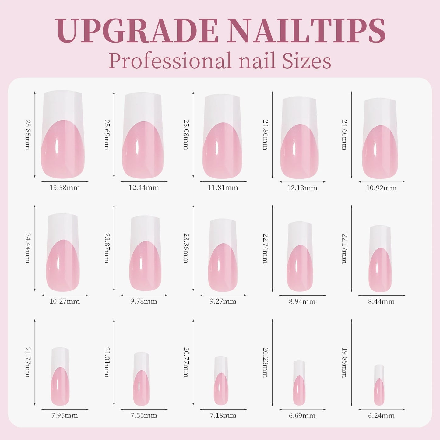 9 Palace lattice Almond Blend French Fake nails Simple Oval nude powder full cover press nails white edge Artificial removable