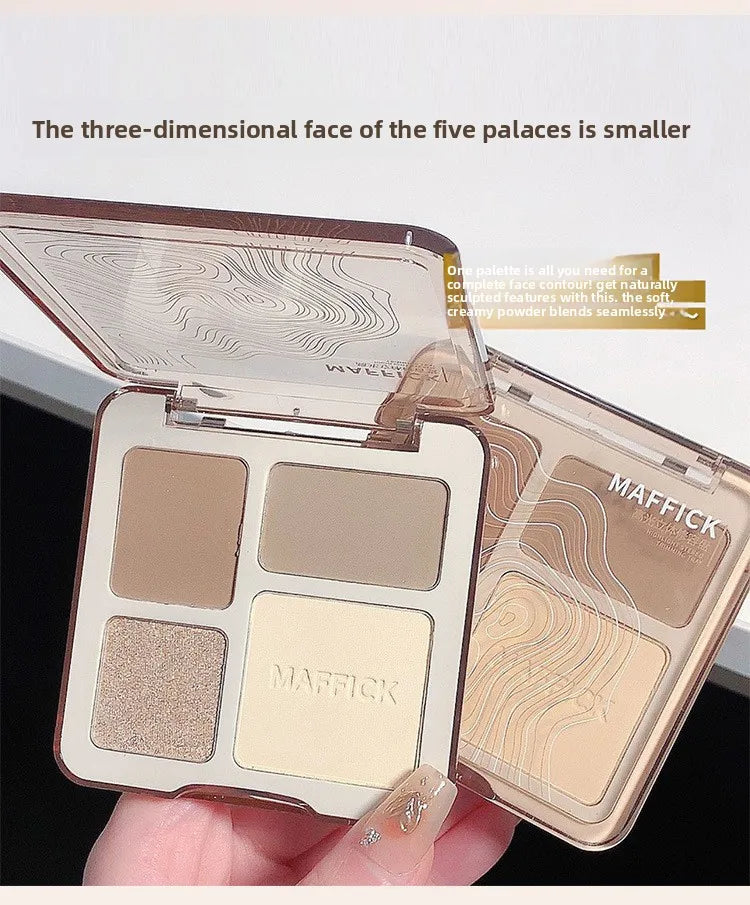 4-color Matte Highlighter Contour Palette Long Lasting 3D Sculpting Brightening Face Makeup Kit Portable Eyeshadow