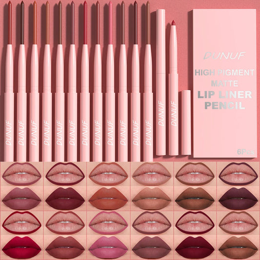 Matte Lip Liner Pencil Set (6 Colors) – Waterproof, Sweatproof & Easy Glide