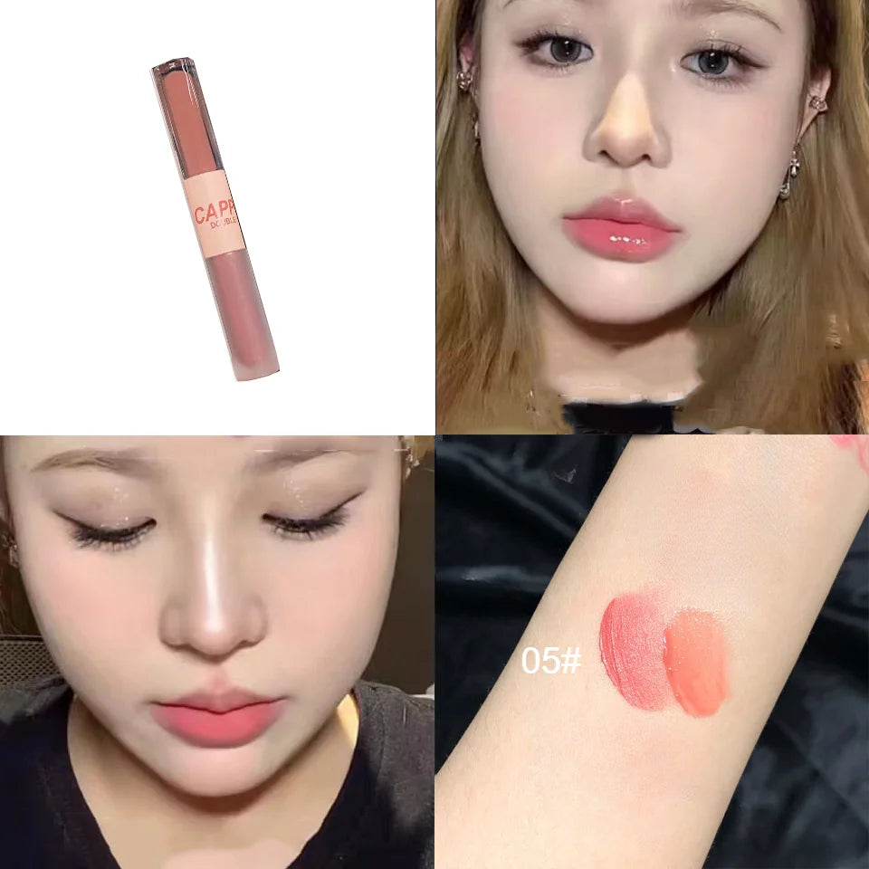 2-in-1 Matte Lipstick – Double Headed Lip Glaze, Moisturizing & Sweatproof