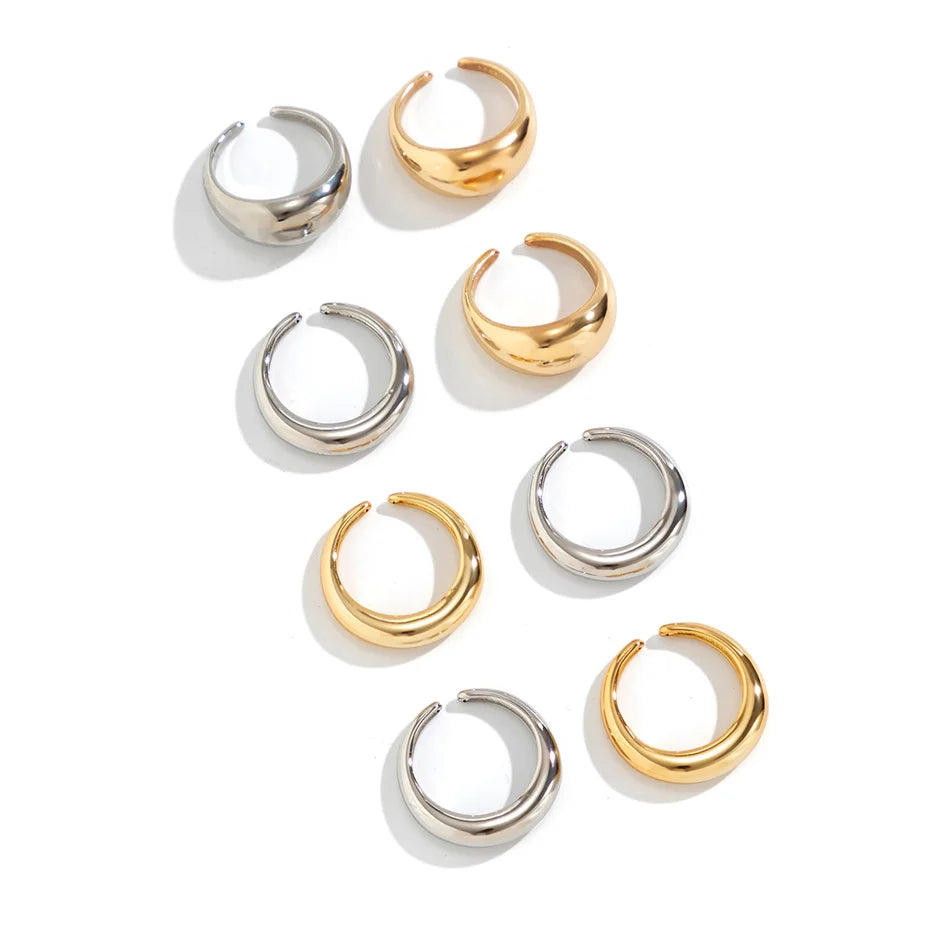 8Pcs/Set Creative Smooth Water Drop Rings for Women Vintage Geometric Adjustable Open Finger Nail Ring Couple Wed Accessories