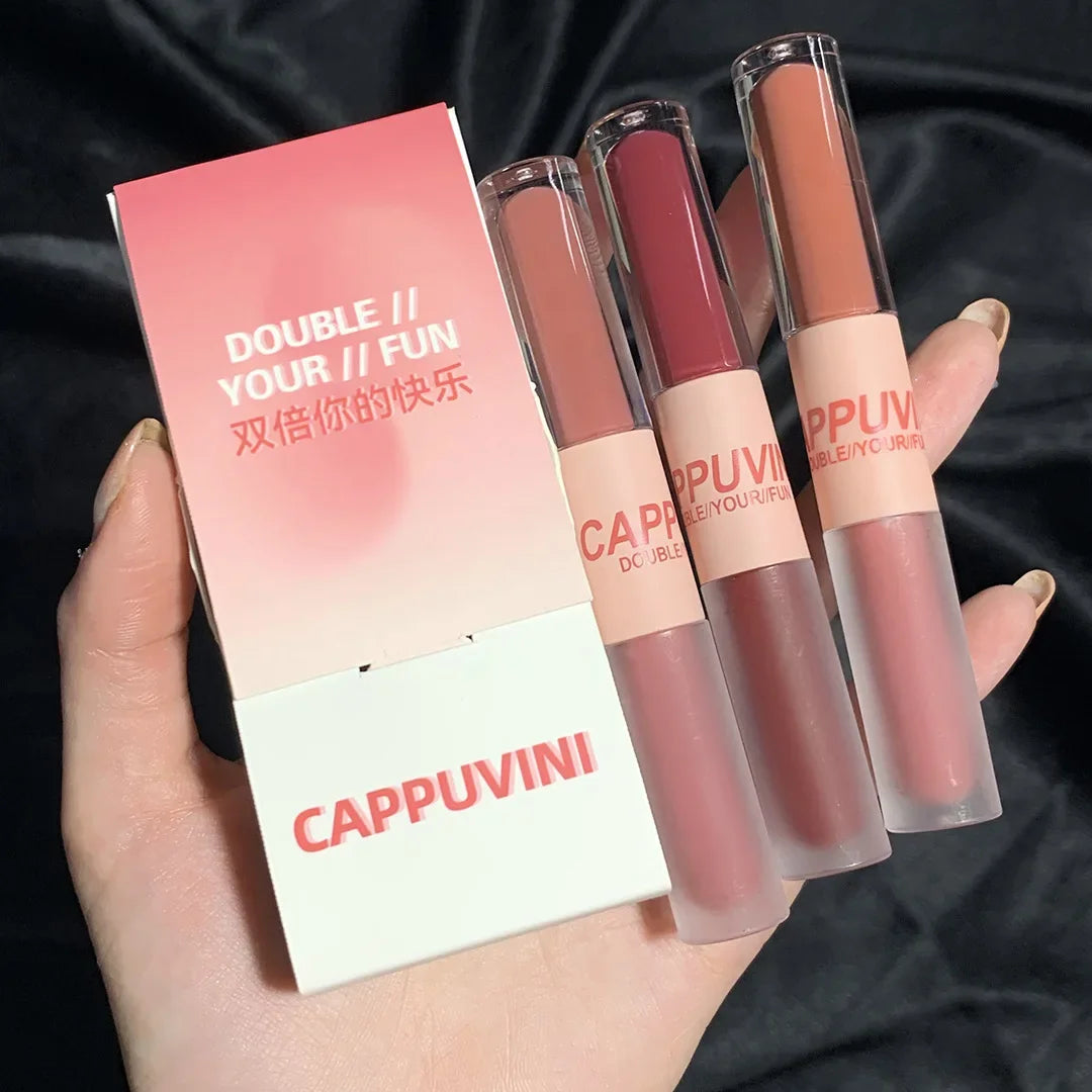 2-in-1 Matte Lipstick – Double Headed Lip Glaze, Moisturizing & Sweatproof