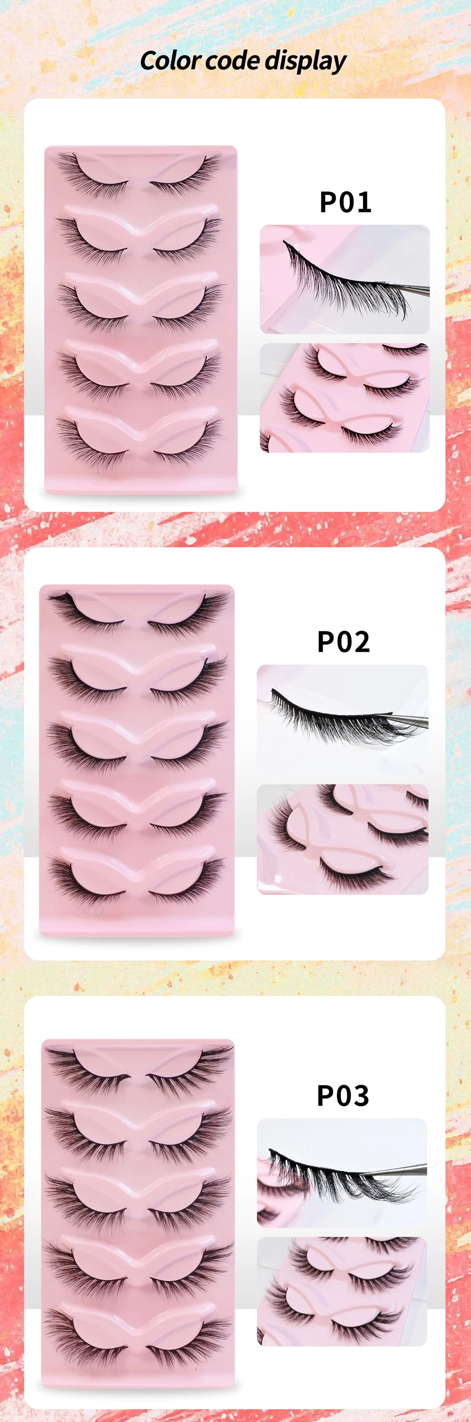 Cat Eye Lashes Natural Look Fox False Eyelashes Wispy & Lightweight Faux Mink Lashes for Doll Eye Makeup 5 Pairs/Pack