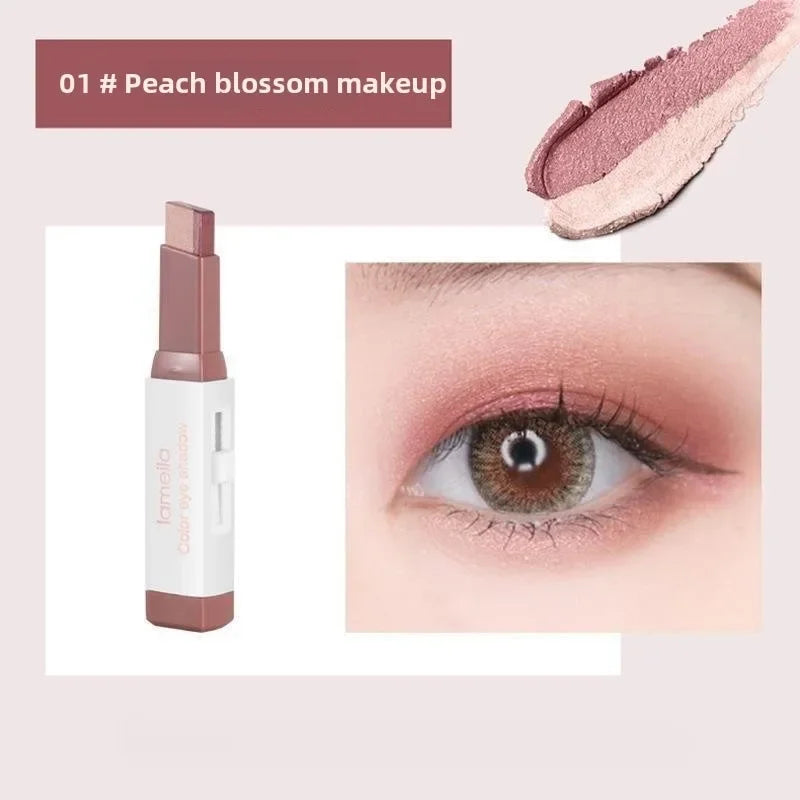 Two Color Gradient Pearly Highlighter Eye Shadow Stick Three Dimensional Natural Without Taking Off Waterproof eyes Makeup girl