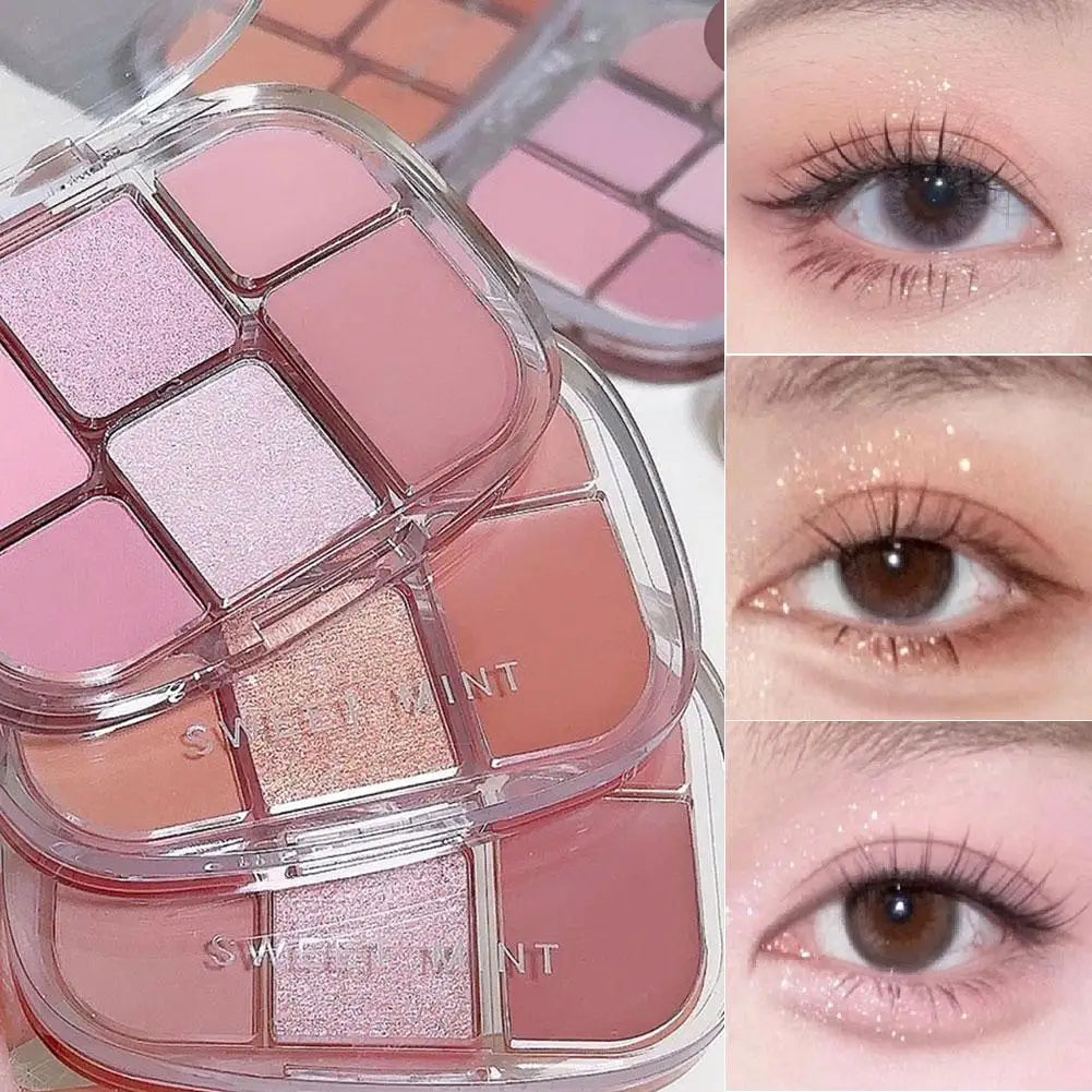 6-Color Pink Eyeshadow Palette – Matte, Shimmer & Silkworm Brightening