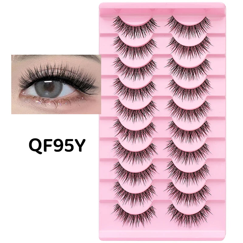 DINGSEN 10Pairs Clear Band Anime Natural False Eyelashes Manga Lashes False Eyelashes Korean Makeup Wholesale Fake Eyelashes