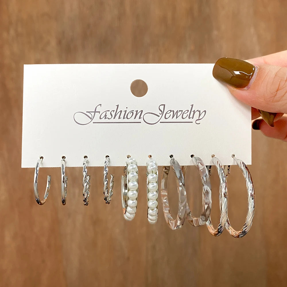 Fashion Gold Color Earrings Set Geometry Butterfly Pearl Earrings For Women Ear of wheat Simple Metal Round Party Jewelry 2022
