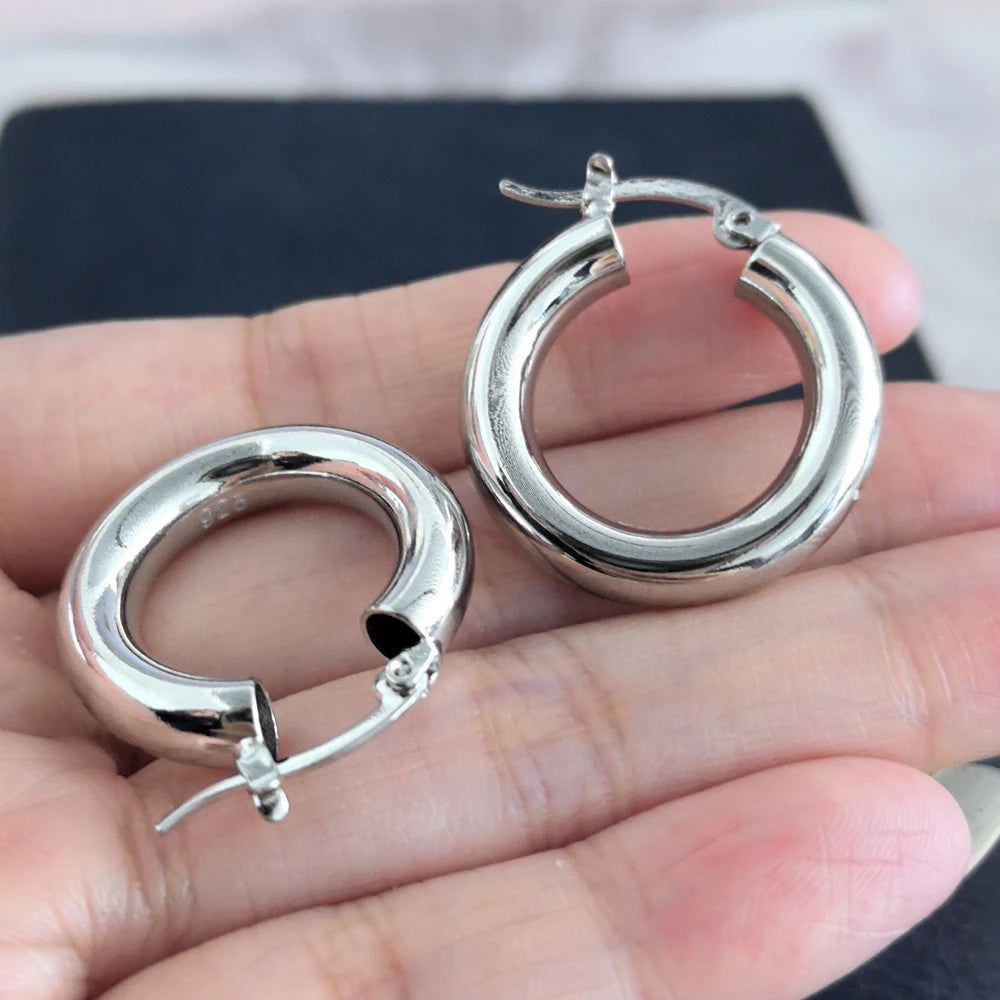 VENTFILLE 925 Sterling Silver Star & Moon Hoop Earrings for Women