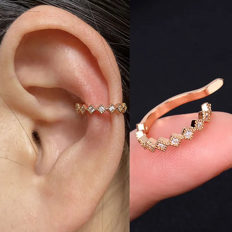 1Piece Helix Cartilage Conch Fake Without Hole Piercing Ear Cuffs Earcuff Wrap Rock Earring Non Piercing Women Clip Adjustable