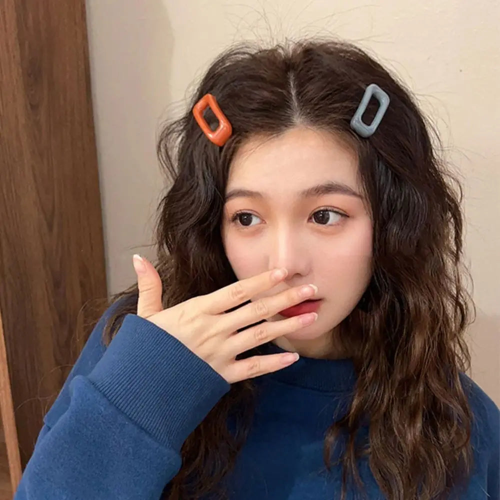 1Pair Korean Style Hair Clips Simple All Match Light Weight Hairgrips Morandi Color Square Hair Barrettes Hair Accessories