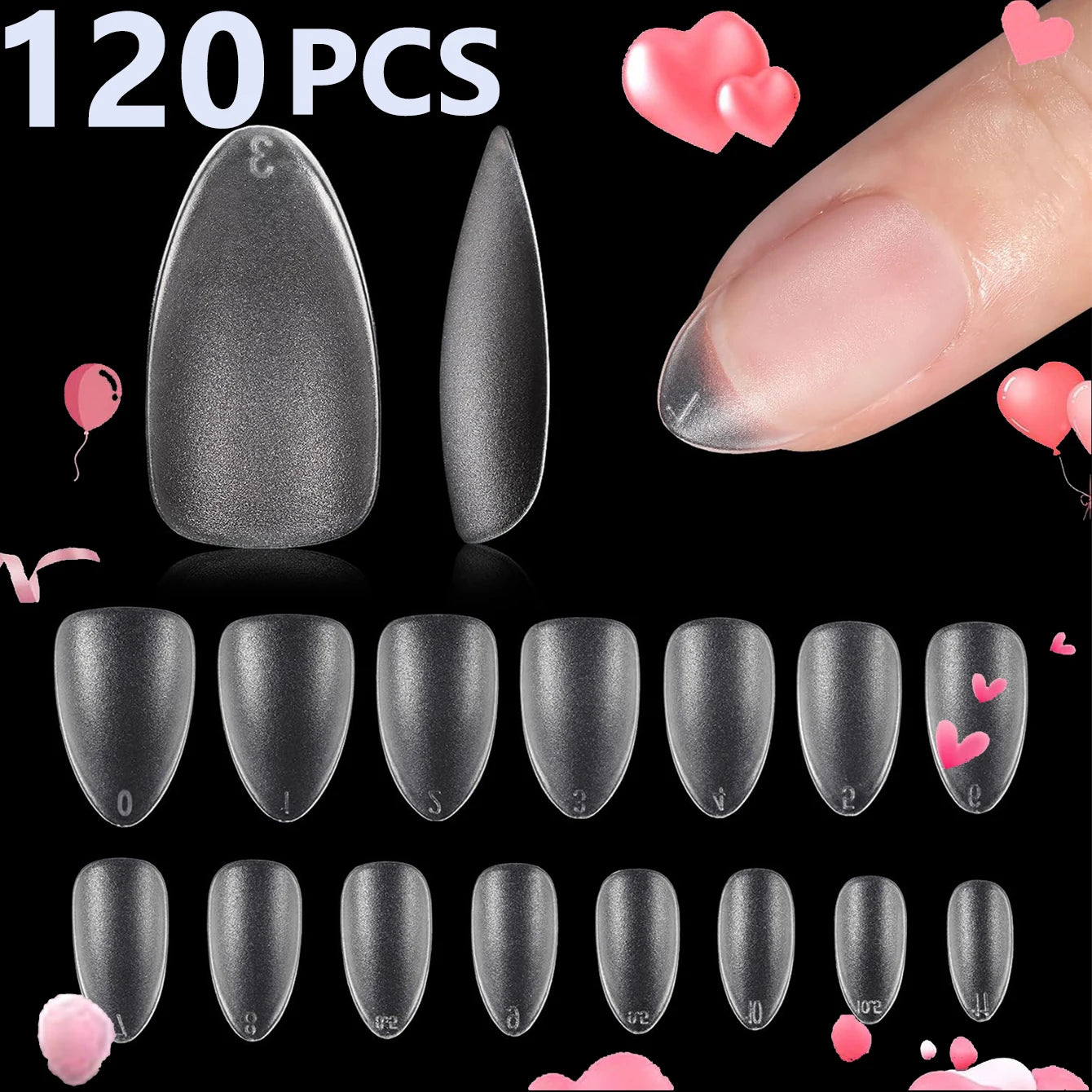 120PCS-Short almond semi-frosted fake nails - perfect for nail design and salon extensions  perfect for dating and everyday wear