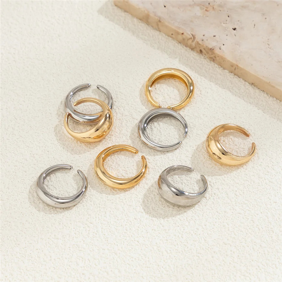 8Pcs/Set Creative Smooth Water Drop Rings for Women Vintage Geometric Adjustable Open Finger Nail Ring Couple Wed Accessories