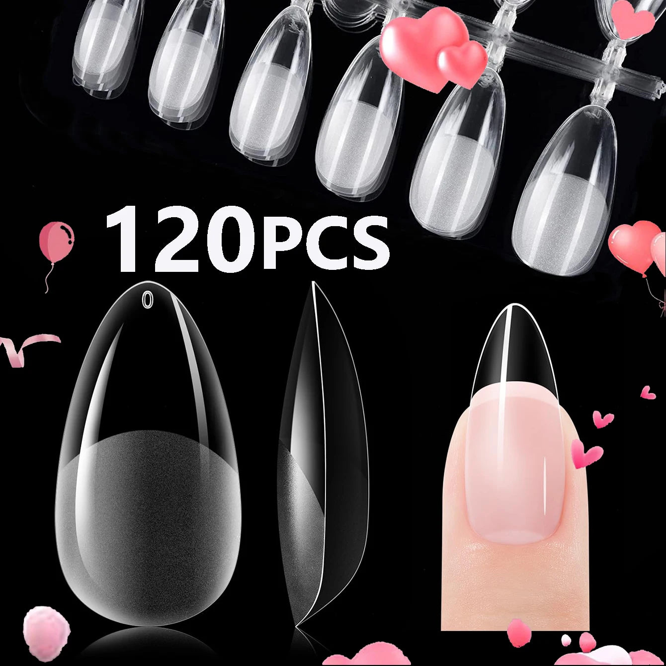 120PCS-Short almond semi-frosted fake nails - perfect for nail design and salon extensions  perfect for dating and everyday wear