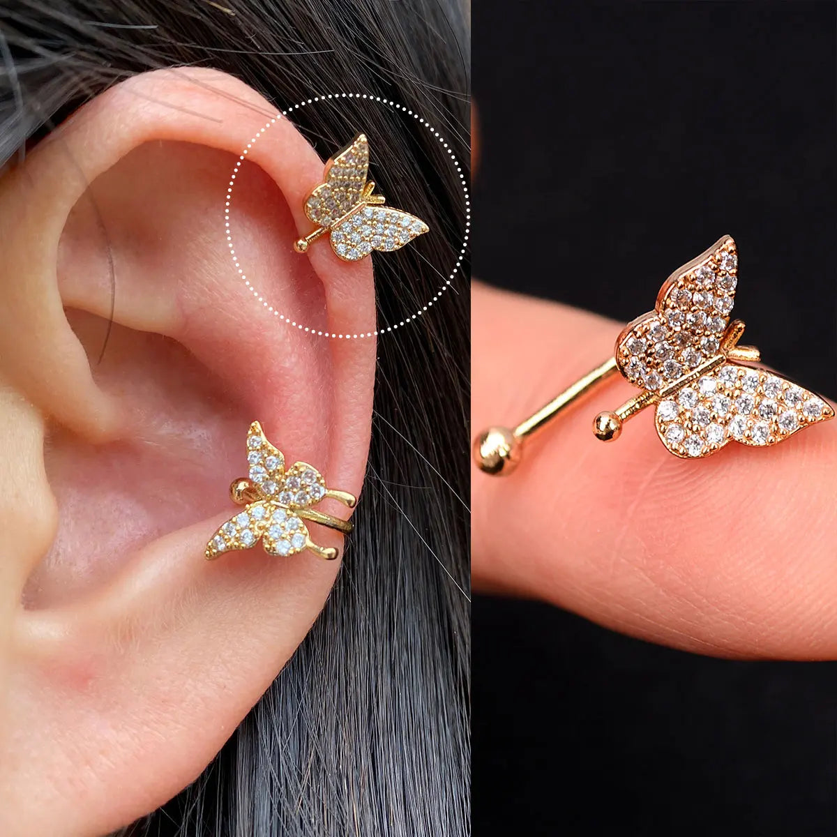 1Piece Helix Cartilage Conch Fake Without Hole Piercing Ear Cuffs Earcuff Wrap Rock Earring Non Piercing Women Clip Adjustable