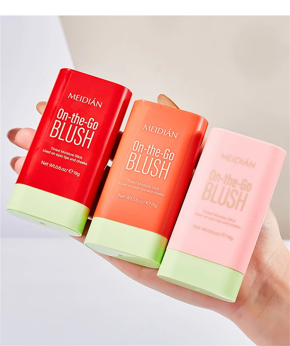 1pc Face Blush Cream Stick Korean Makeup Cosmetic Waterproof Long Lasting Lipstick Red Matte Blush Stick  Makeup Cream Blush