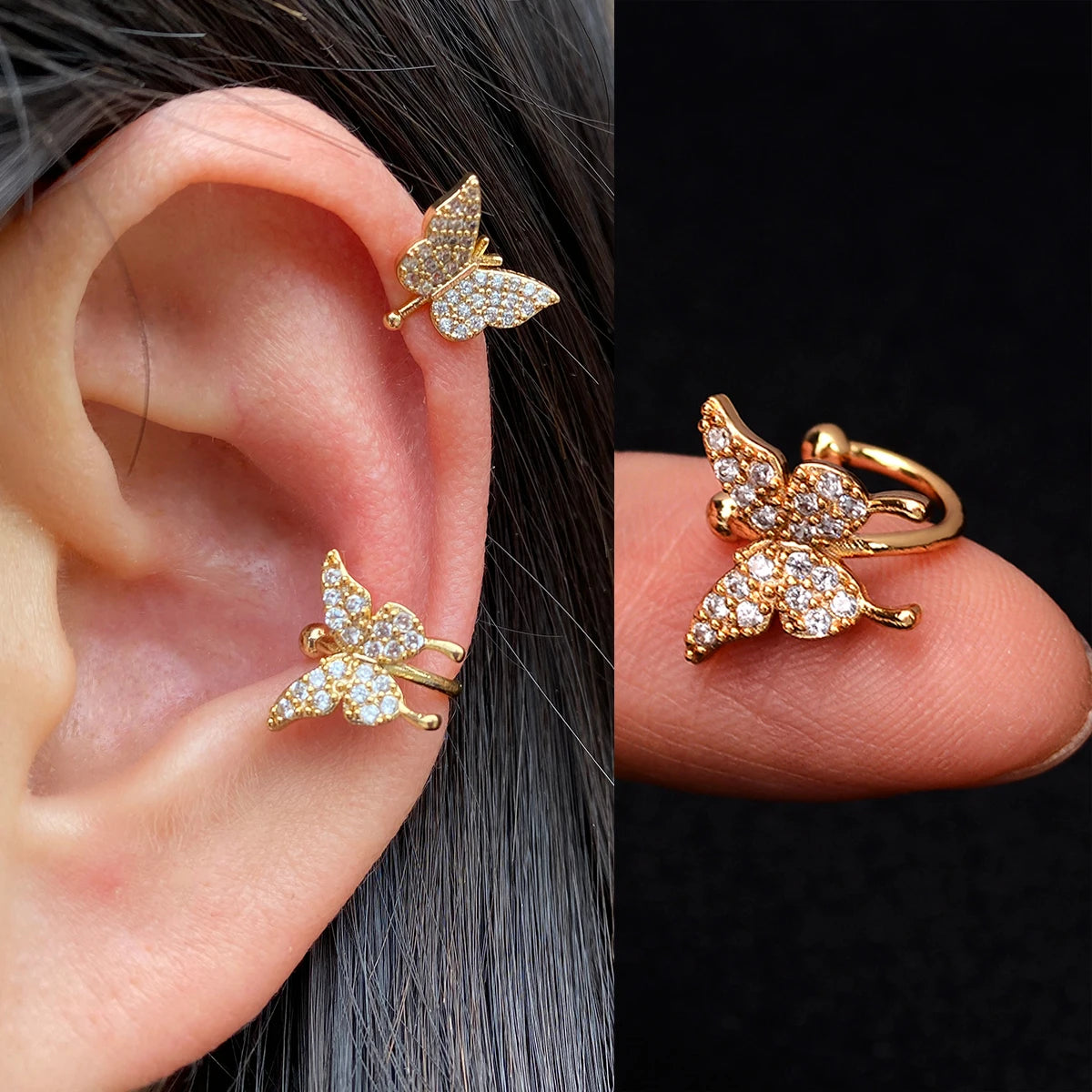 1Piece Helix Cartilage Conch Fake Without Hole Piercing Ear Cuffs Earcuff Wrap Rock Earring Non Piercing Women Clip Adjustable