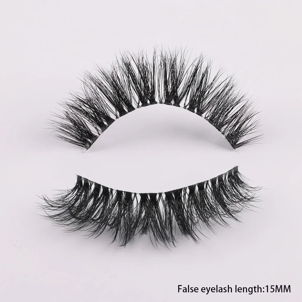 Clear Band Eyelashes Natural Fluffy 3D Mink Lashes D Curl  Volume Wispy False Eyelashes With Clear Band Soft  Reusable Lashes