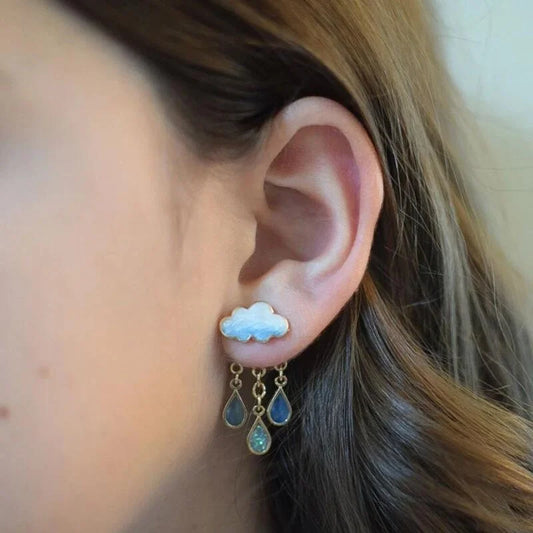 New Korean Cute Cloud Blue Rain Lightning Drop Dangle Earrings for Women Sweet White Charming Fun Jewelry Cloud Simple Jewelry
