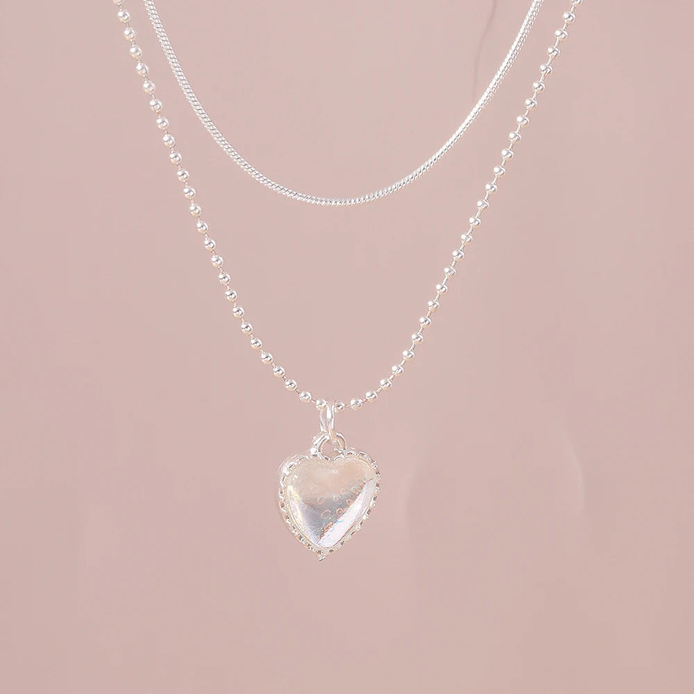 Y2K Crystal Butterfly Heart Necklace Fashion Kpop Shiny Clavicle Chain Necklaces for Women Girls New Trend Party Gifts Jewelry