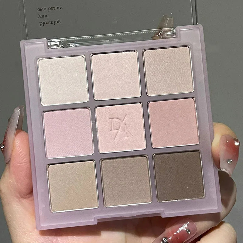 9 Color Eyeshadow Palette Rose Pink Earth Color Pearly Matte Milk Tea Glitter Eye Shadow Makeup Lasting Korean Cosmetic Set