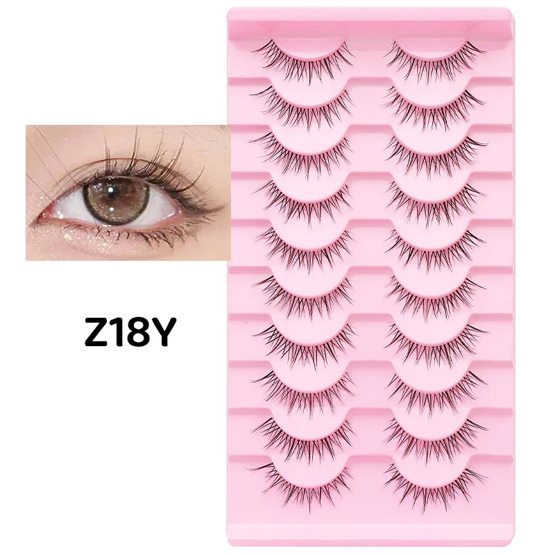 DINGSEN 10Pairs Clear Band Anime Natural False Eyelashes Manga Lashes False Eyelashes Korean Makeup Wholesale Fake Eyelashes