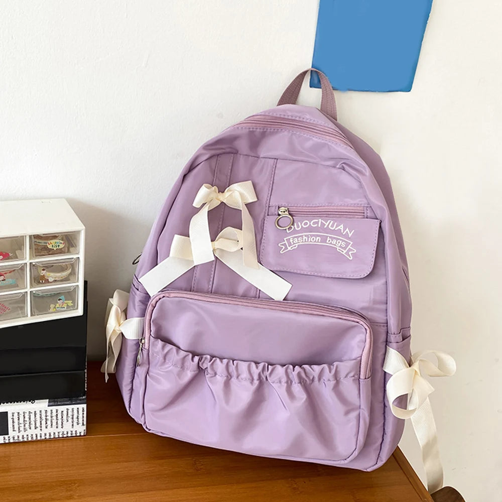 Waterproof Large-capacity Fashion Women Backpack White School Bags For Teenage Girls Canvas Casual Daypack Bag Travel Backbag