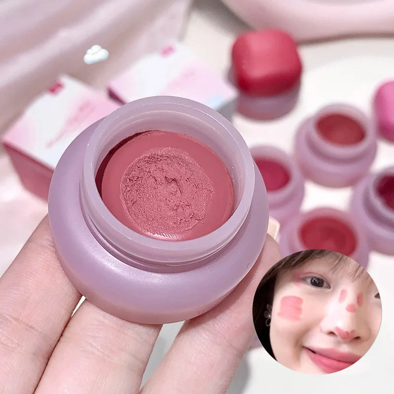 Matte Velvet Mist Cheek Lip Mud Natural Nude Multi-purpose Blush Orange Brown Solid Lip Gloss Tint Lasting Shading Korean Makeup