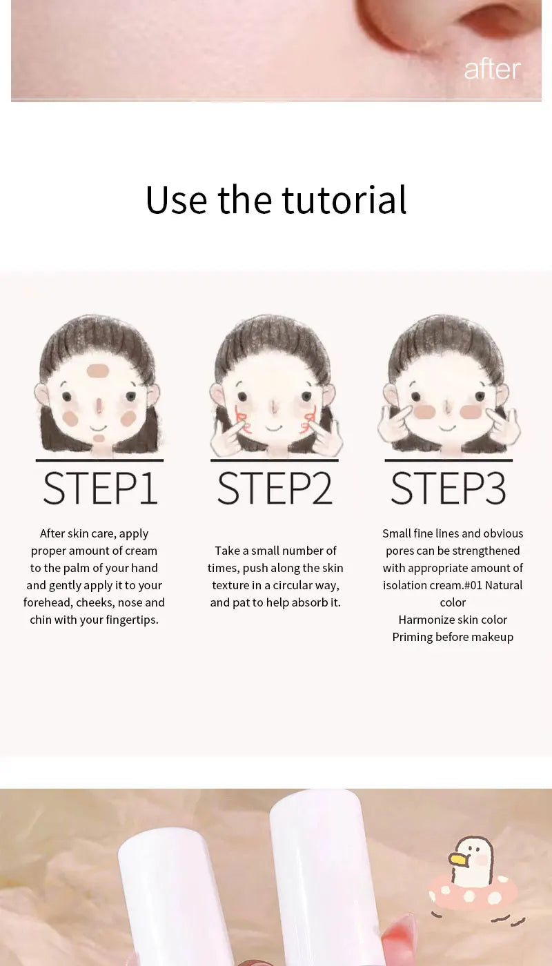 Silky and clear primer, natural cream to brighten and prevent makeup from coming off easily, foundation liquid,