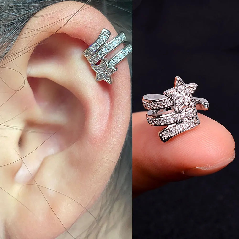 1Piece Helix Cartilage Conch Fake Without Hole Piercing Ear Cuffs Earcuff Wrap Rock Earring Non Piercing Women Clip Adjustable