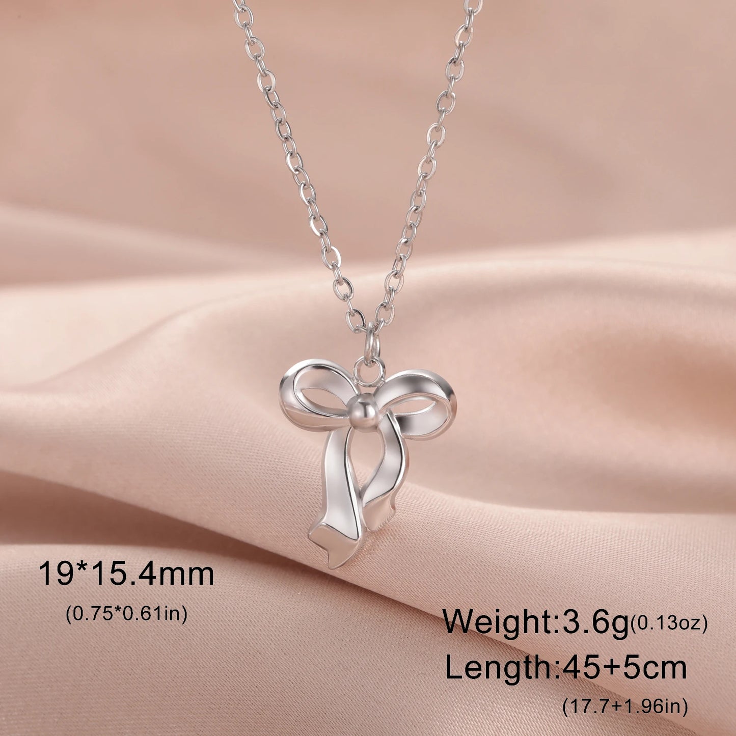 Unift Romantic Bowknot Necklace for Women Stainless Steel Pendant Jewelry Kpop Fashion Wedding Korean Bow Choker Neck Chain Gift