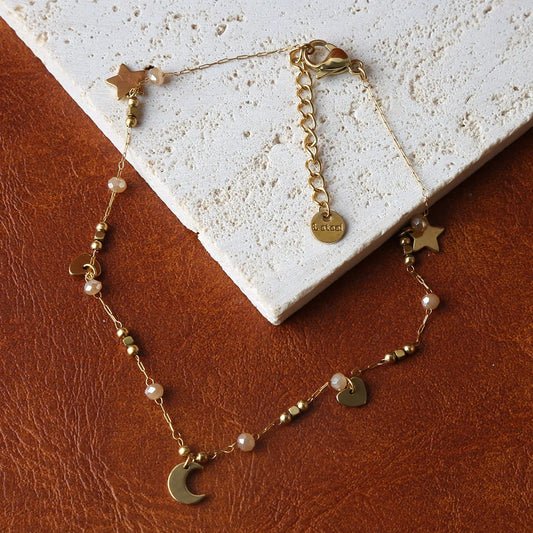 Anklets for Women Summer Beach Accessories Stainless Steel Stone Bead Chain Anklet Gold Color Leg Bracelets Bodychain Gifts