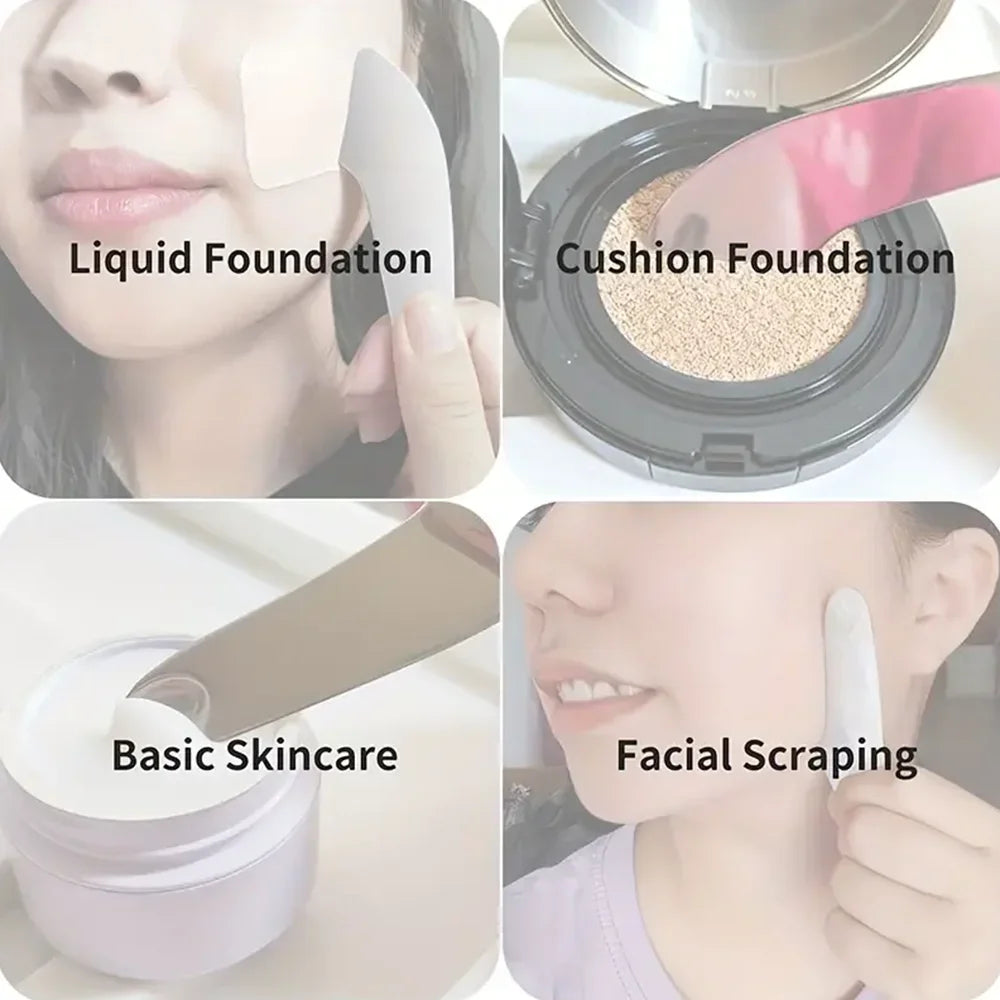 Stainless Steel Makeup Spatula Mixing Stick Foundation Brush Set Eyeshadow Cream Pigment Mixing Tool Face Contour Brush Tool