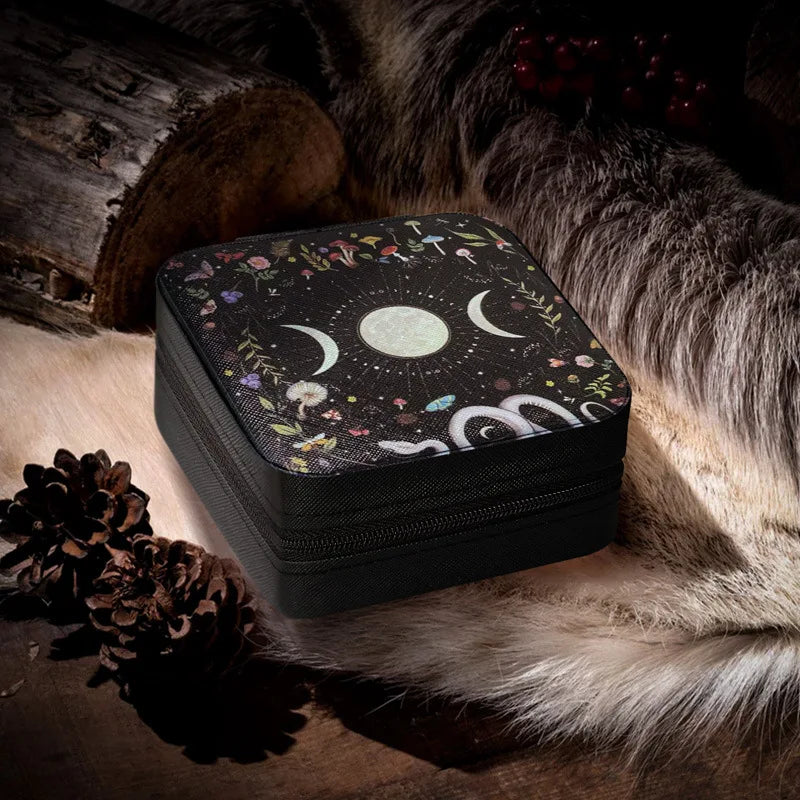 PU Skin Ring Jewelry Box Earrings Necklace Storage Box Large Capacity Zippered Jewellery Boxes Square Partition Organizer Boxes