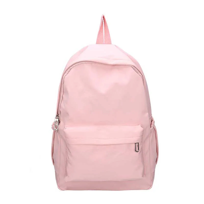 Women Schoolbag Waterproof Large Capacity School Backpack Smooth Zipper Solid Color Teens Girl Casual Daypack Bag Student Supply