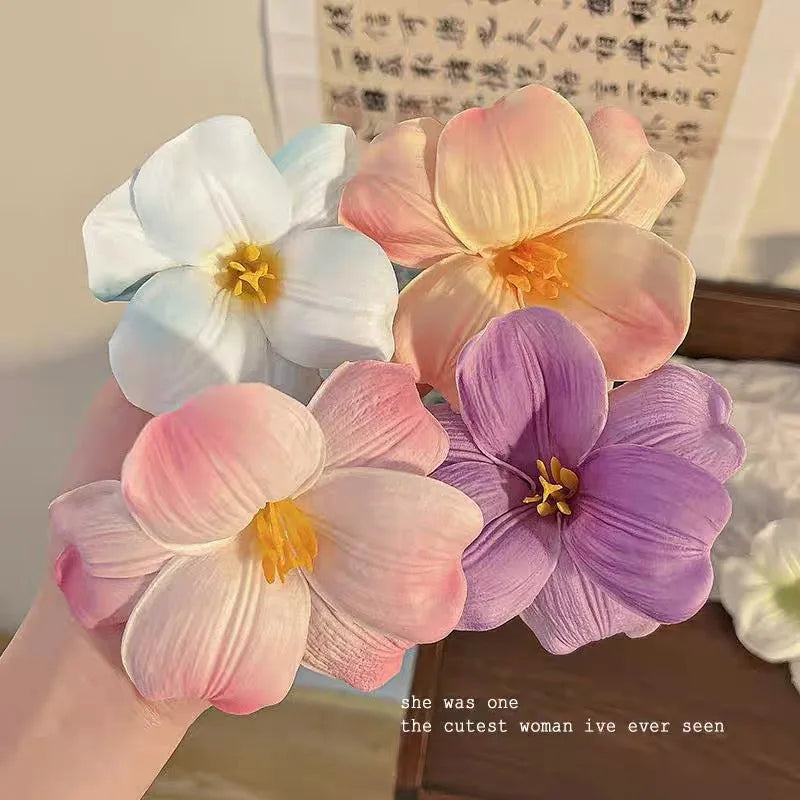 Fabric Flower Hair Side Clip Fashion Beach Vacation Tulip Flower Hair Clips Flower Duckbill Barrettes Summer Women Girls Hairpin