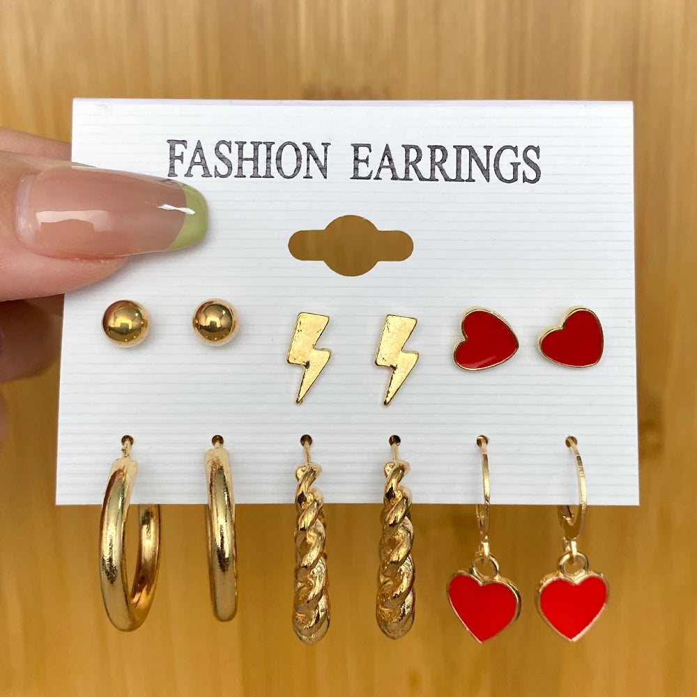 Fashion Gold Color Earrings Set Geometry Butterfly Pearl Earrings For Women Ear of wheat Simple Metal Round Party Jewelry 2022
