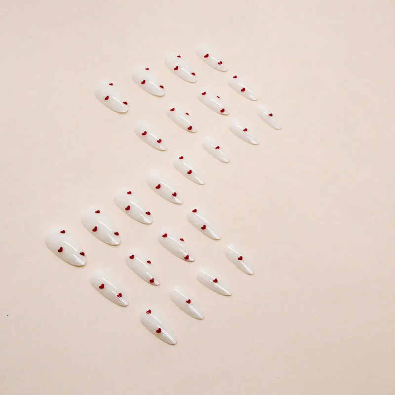24 PCs Long Almond Shaped Fake Nails +1 Nail File +1 Piece of Jelly Glue
