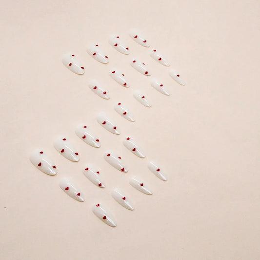 24 PCs Long Almond Shaped Fake Nails +1 Nail File +1 Piece of Jelly Glue