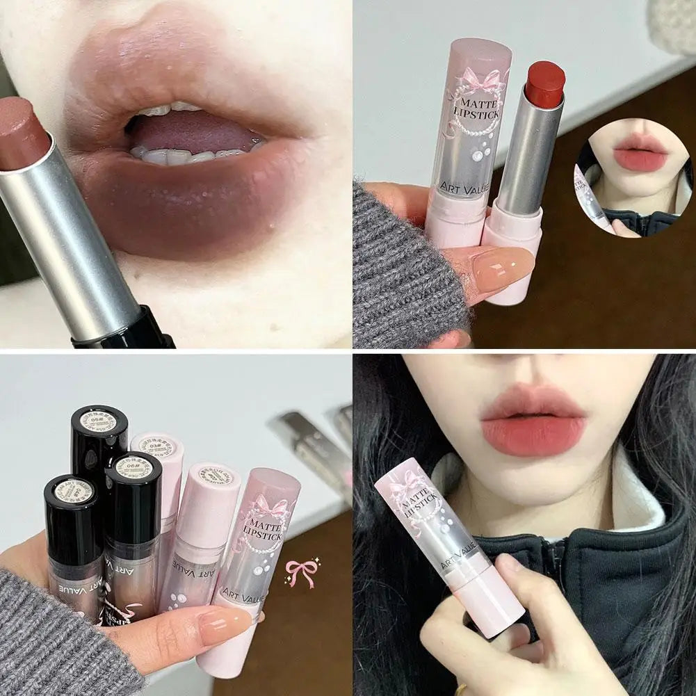 Velvet Brown Finish Matte Lipstick,Super Soft & Ultra Silky Lip Stick,Long Lasting & Moisturizing Vegan Lip Makeup For Wome S9Q2