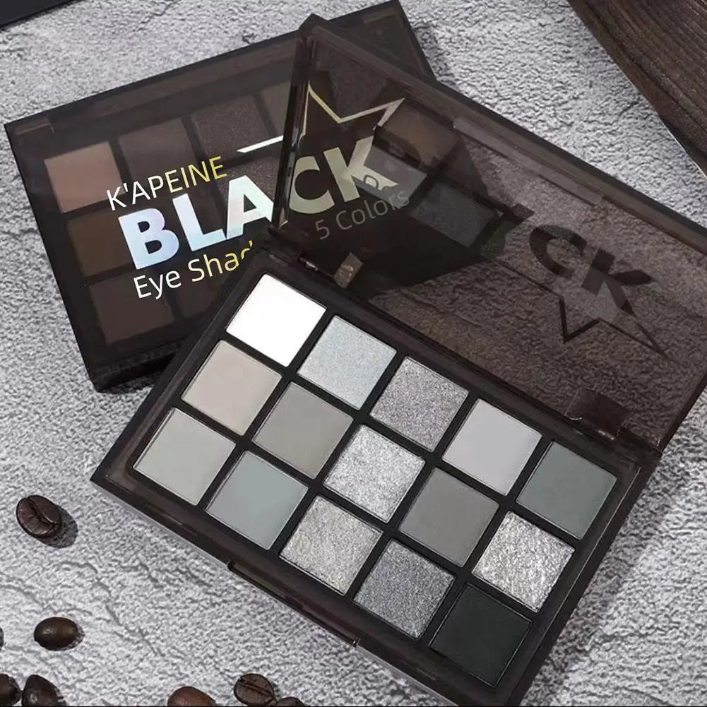 15 Colors Smokey Black Eyeshadow Palette Dark Grey Shimmer Matte Eye Shadow Pallet Smokey Eyeshadow for Eyes Makeup