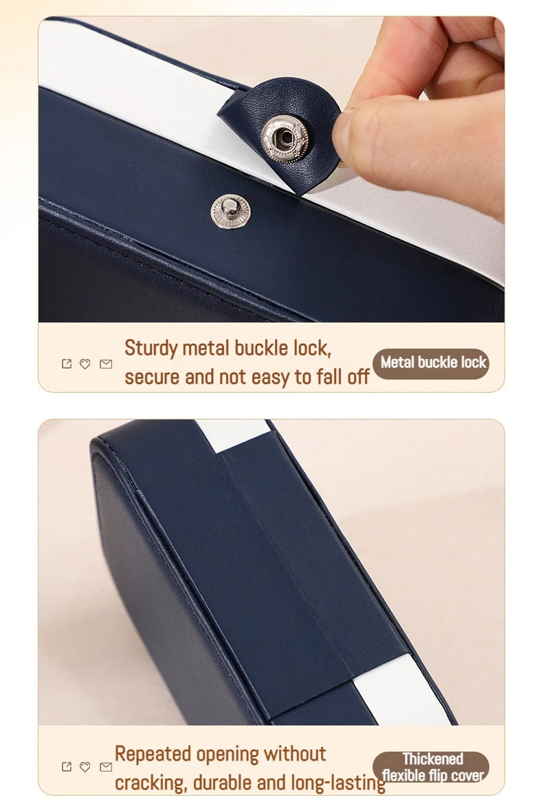Portable Storage Jewellery Box Simple Design Travel Display Jewellery Bracelet Jewellery Earring Leather Button Jewellery Box