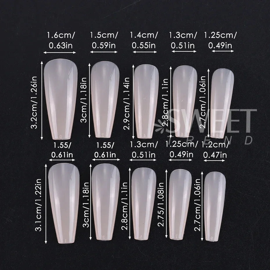 100pcs Nude Pink False Nail Press On Nails Acrylic Extension Coffin Forms Nail Tips Artificial Long Full Cover Fingernails Tools