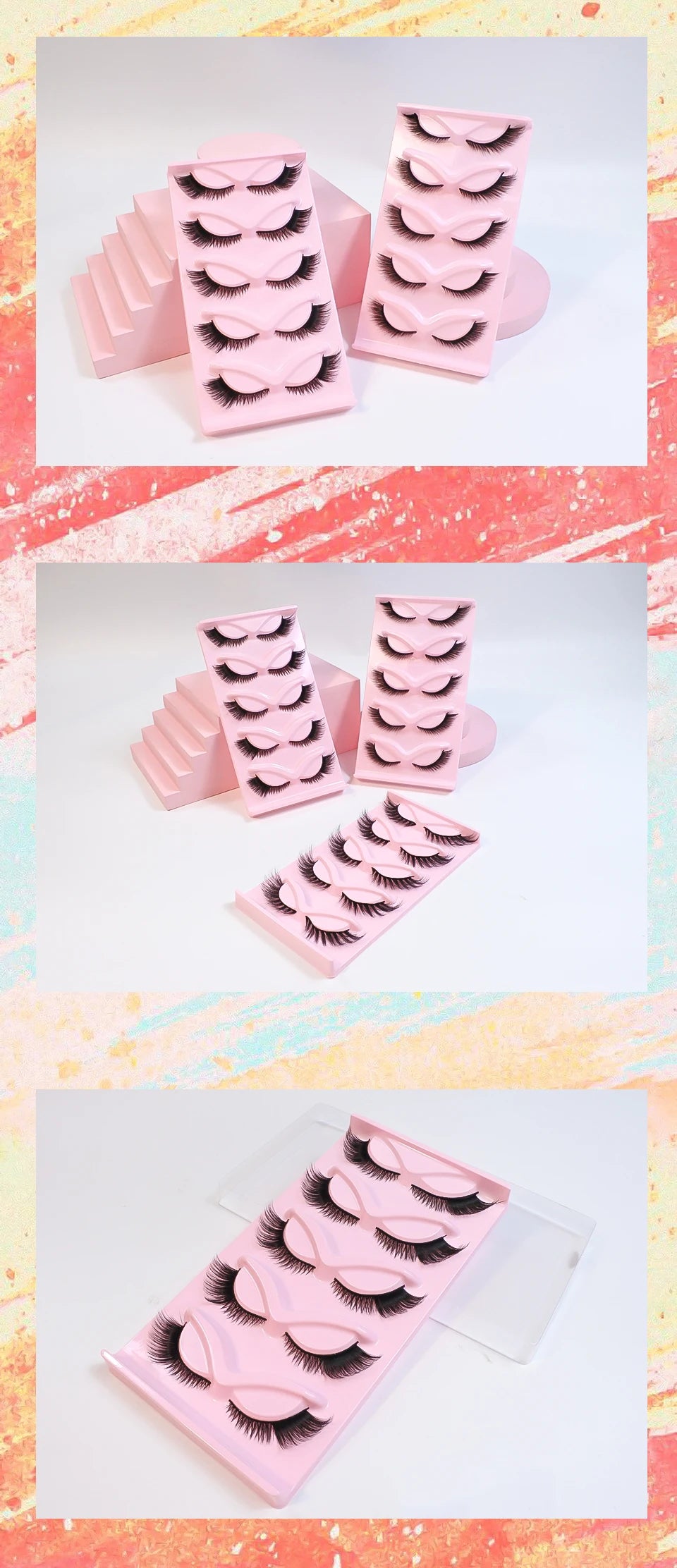 Cat Eye Lashes Natural Look Fox False Eyelashes Wispy & Lightweight Faux Mink Lashes for Doll Eye Makeup 5 Pairs/Pack