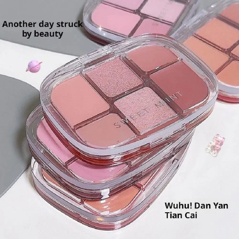 6-Color Pink Eyeshadow Palette – Matte, Shimmer & Silkworm Brightening