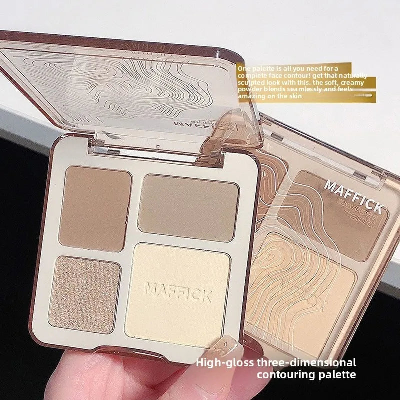 4-color Matte Highlighter Contour Palette Long Lasting 3D Sculpting Brightening Face Makeup Kit Portable Eyeshadow